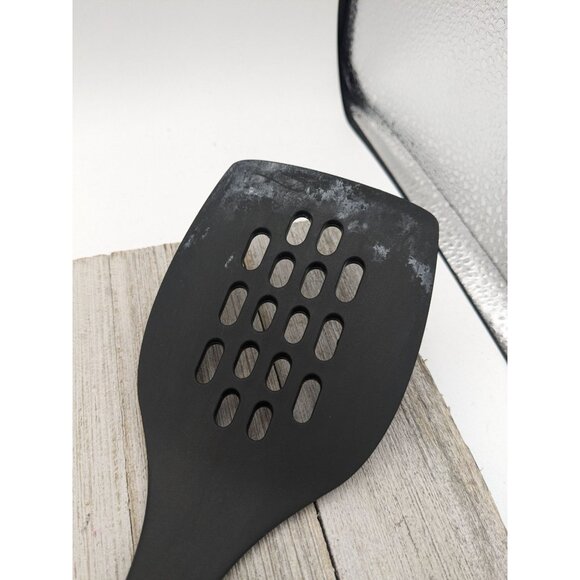 Vintage T-Fal Nylon Slotted Spatula Kitchen Utensil Black 13 3/4" Tfal - Picture 2 of 8